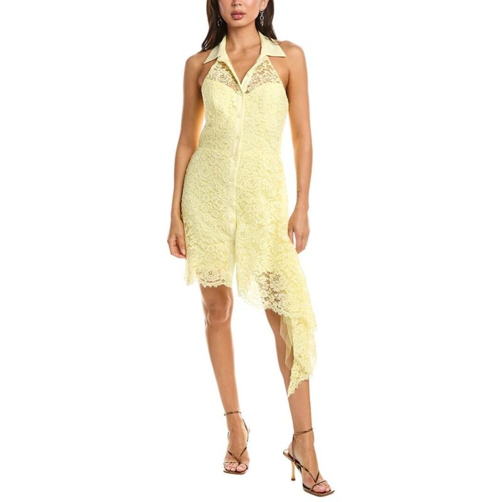 Rene Ruiz Womens  Lace Shirtdress, Yellow